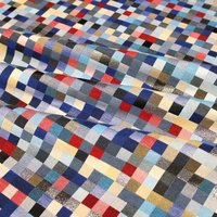 Polsterstoff Gobelin Mosaik Quadrat Blau