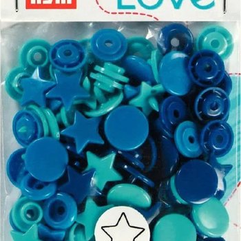 Prym Love Druckknöpfe Color Stern 12,4mm blau/türkis/tinte