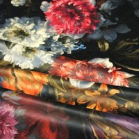 Polsterstoff Samt-Digitaldruck Flower Velvet Schwarz