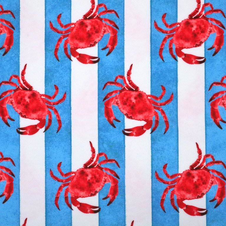 Dekostoff Panama Streifen Krabben Blau