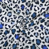 Dekostoff Jacquard Leopard Cougar Blau