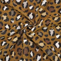Dekostoff Jacquard Leopard Cougar Erdnuss