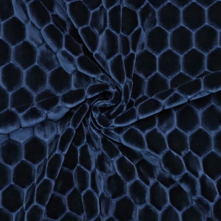 Polsterstoff Samt Hexagon Prism Dunkelblau