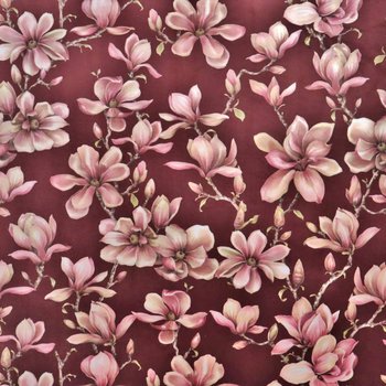 Polsterstoff Samt-Digitaldruck Magnolia Bordeaux
