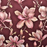 Polsterstoff Samt-Digitaldruck Magnolia Bordeaux