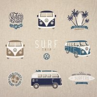 Dekostoff Leinenoptik VW Surfing Holidays